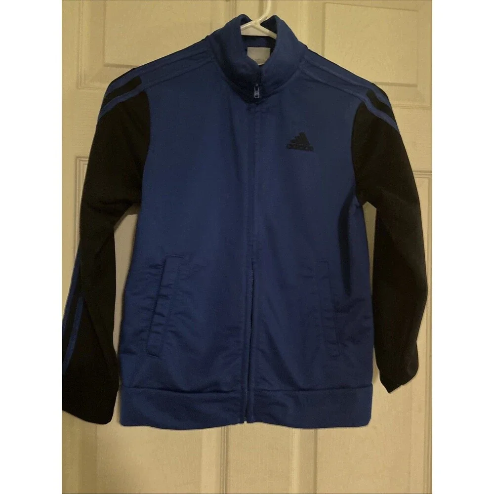 Adidas Boys Medium (10-12) Full Zip Blue and Black Long Sleeve Track Jacket